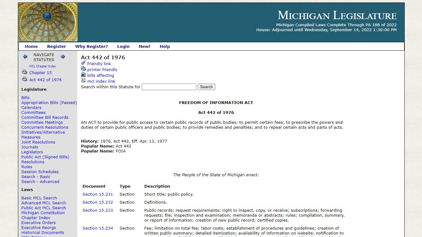 Michigan Legislature - Act 442 of 1976