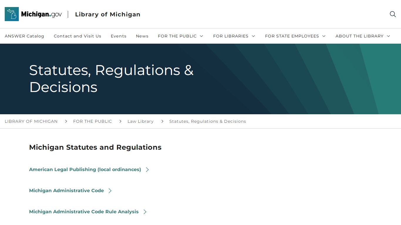 Statutes, Regulations & Decisions - Michigan